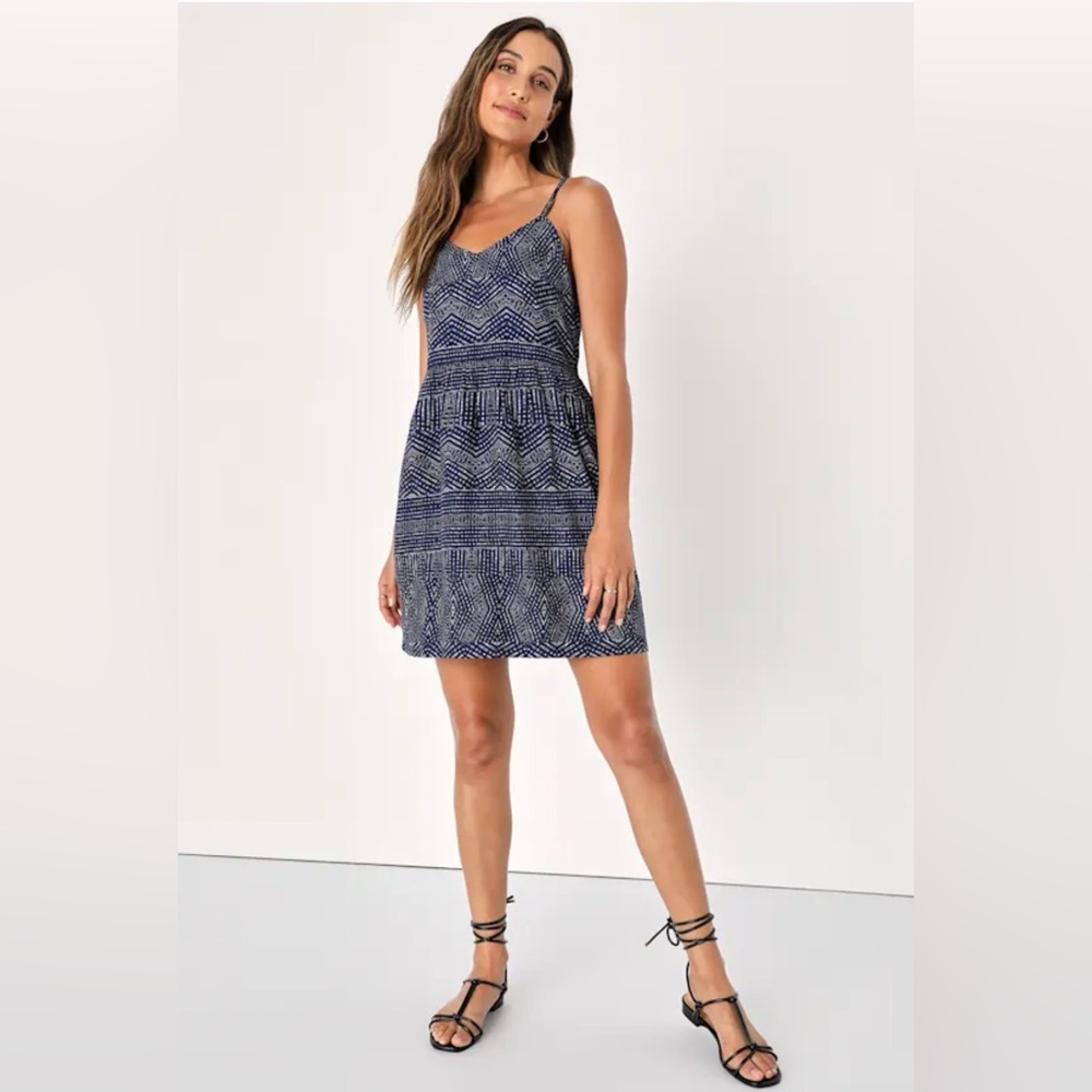RVCA Nolan Navy blue Print dress